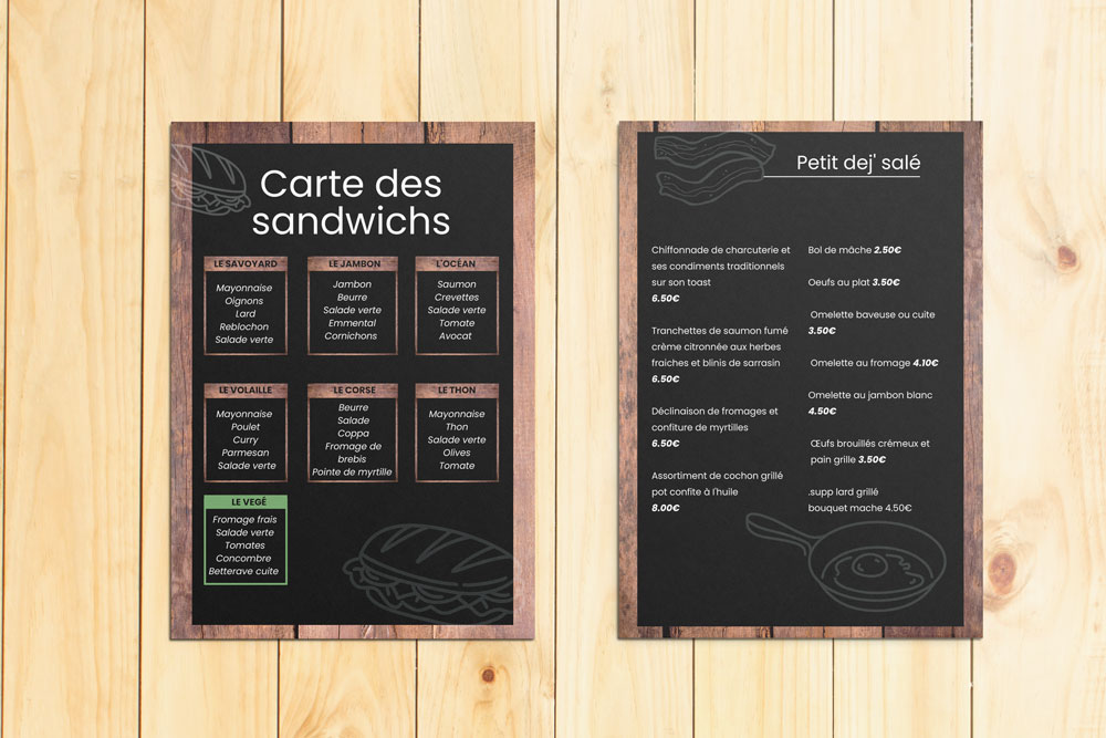 Carte de restaurant Les Guenilles Chambéry